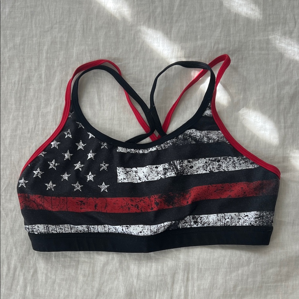 Born Primitive Stars and Stripes Sports Bra - Black, Red, and White